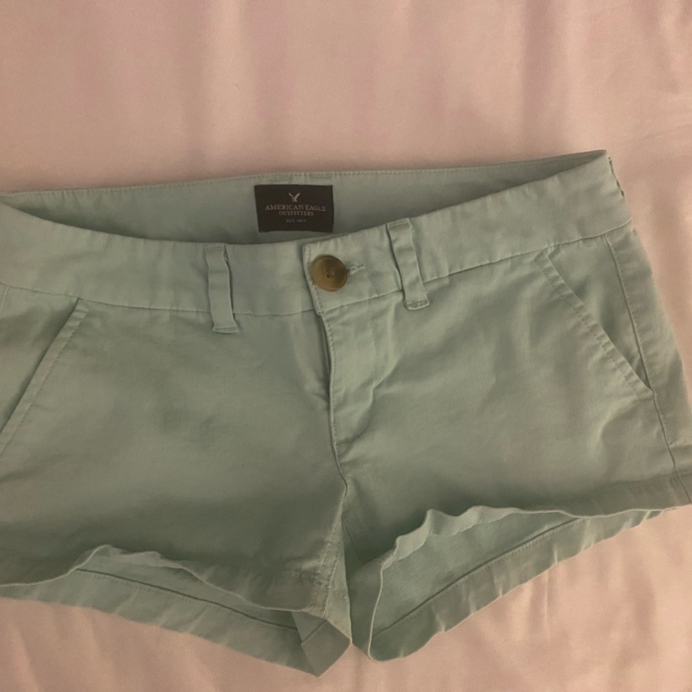 Aqua color short shorts